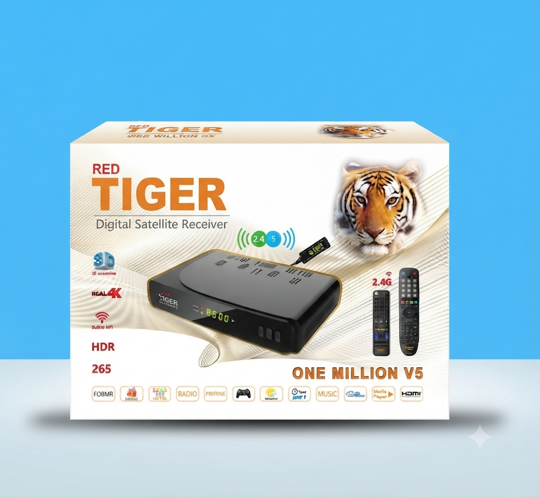 رسيفر تايجر ون مليون الاصدار الخامس Tiger One Million V5بتقنية 4K